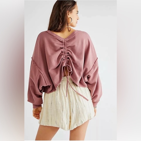 Free People Bae Pullover Dropped Shoulder Summer Sparrow Oversized Top - Picture 3 of 8